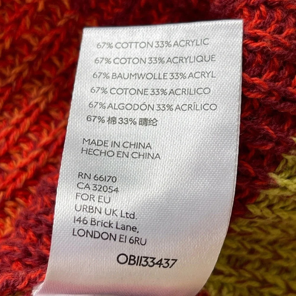 Urban Outfitters Button Up Crop long sleeve sweater vibrant boho oversized SZ S - Picture 4 of 9